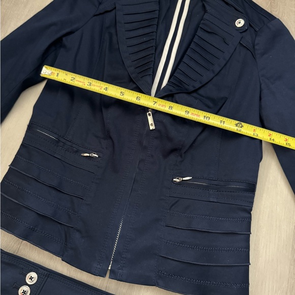 White House Black Market (WHBM) Dark Navy Blue Skirt Suit Silver Tone Hardware - Picture 5 of 11